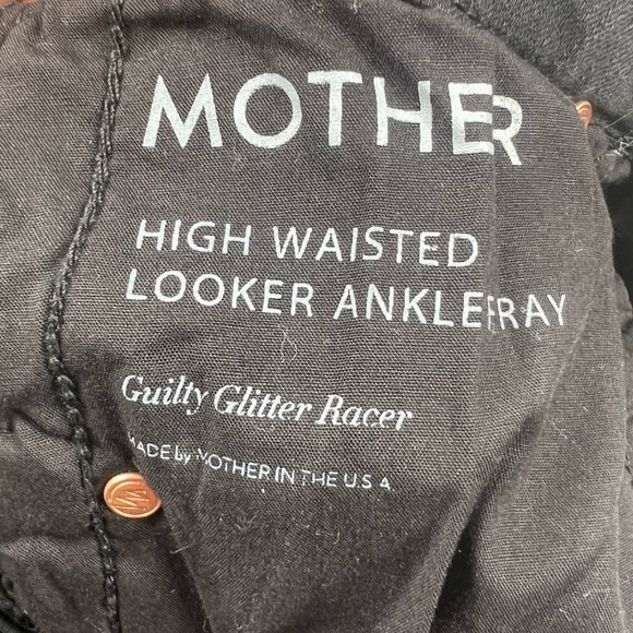 Mother High Waisted Looker Ankle Fray Guilty Glitter Racer Jean 26 - Picture 11 of 14